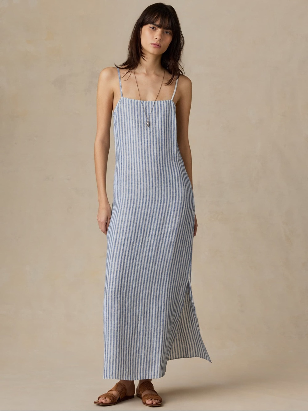 Faherty Linen Striped Sienna Sundress - Ocean Whisper Dress Sz XS